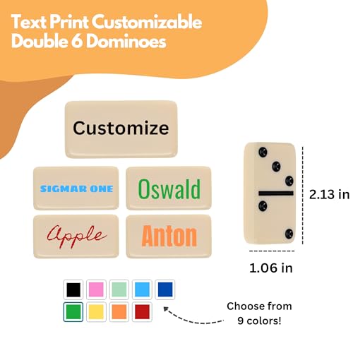 WE Games Custom Color Text Print Double 6 Dominoes in Wooden Treasure Box, Dominoes Set for Adults, Personalized Gifts - color: Walnut