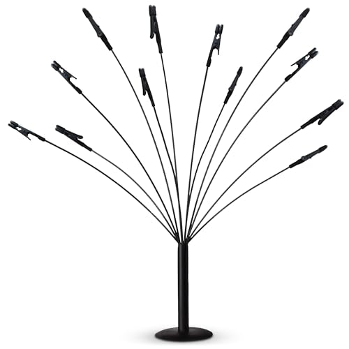 Gift Card Tree Holder to Hold Gift Cards, Lottery Tickets, Photos, Money | Lottery Ticket Holders with 12 Flexible Clips, Great for Birthday, Party, Wedding, Christmas, Metal Stand with Black Finish - color: With Clips Gift Card Tree