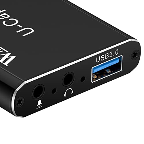 Wiistar Audio Video Capture Card 1080P60fps USB3.0 HDMI Video Recording | Support YUY2 4K30Hz HDMI Loopout with Microphone for Game Recording Live Streaming Compatible with Windows Mac OS System
