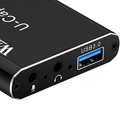 Wiistar Audio Video Capture Card 1080P60fps USB3.0 HDMI Video Recording | Support YUY2 4K30Hz HDMI Loopout with Microphone for Game Recording Live Streaming Compatible with Windows Mac OS System