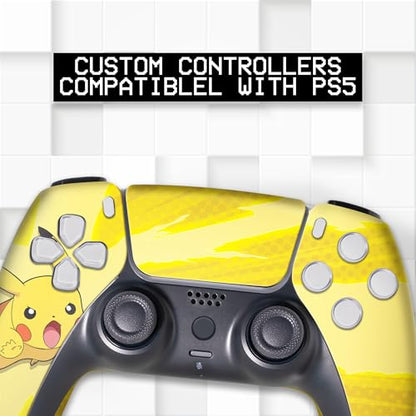 Pikachhu Custom PS-5 Controller Wireless compatible with Play-Station 5 Console by BCB Controllers | Proudly Customized in USA with Permanent HYDRODIP Printing(NOT JUST A SKIN)(MODDED) - color: Pikachhu, size: Modded - Front & Back Print