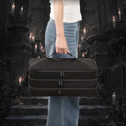 Miniature Carrying Case Miniature Storage Figure Bag 120 Slot Figurine Carrying Case Compatible with 40k, DND and More (Black, Bag Only)