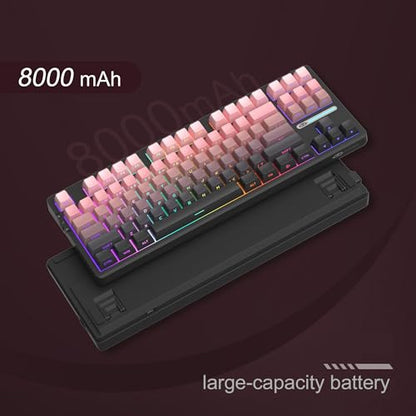 MageGee Pink Wireless Creamy Keyboard, Tri-Mode 2.4G/USB-C/BT Gaming Keyboard, RGB Backlit Hot Swappable Mechanical Keyboard for Win/Mac/PC, 8000mAh Battery - color: Pink