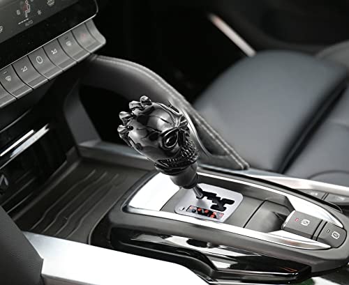 Skull Car Shift Knob Manual Gear Lever Stick Shifter Handle | Weighted Resin Skull Head Gear Shift Grip, Hot Rod Style Racing Modification Fit Most Manual Transmission Vehicles, Black - color: Black