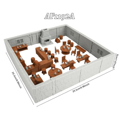 RPG Terrain Building Fantasy Tabletop Game Scenery Medieval Tavern AF1192A | Unpainted 25mm 1:64 Scale Dungeon Walls TTRPG Buildings Accessory, Fantasy Role Playing Game Terrain for Adults Bundle - color: Af1192a Medieval Tavern