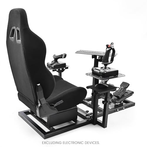 Marada Universal Flight Simulation Cockpit with Racing Seat or Racing Wheel Stand Adjustable Fit for Thrustmaster, for HOTAS Warthog, for Logitech G29 G920 Wheels Pedals Throttle Joystick Not Included