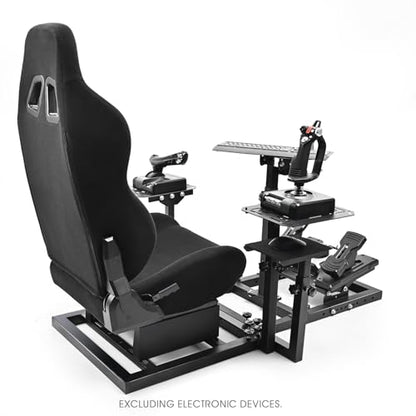 Marada Universal Flight Simulation Cockpit with Racing Seat or Racing Wheel Stand Adjustable Fit for Thrustmaster, for HOTAS Warthog, for Logitech G29 G920 Wheels Pedals Throttle Joystick Not Included