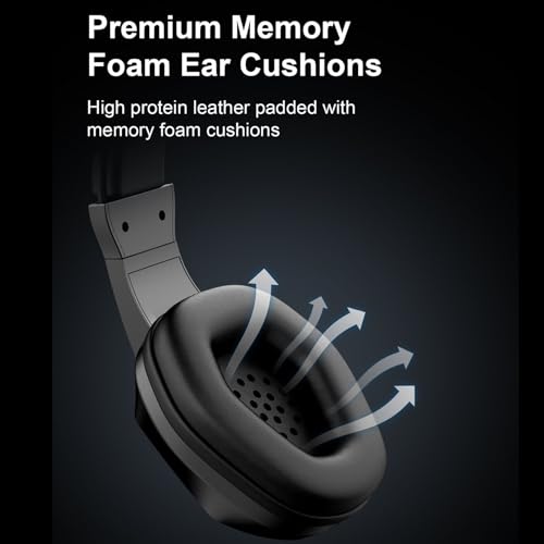 PUSOKEI Wireless Gaming Headset with Noise Canceling Microphone, 2.4G and Bluetooth 5.4 Headphones RGB Lighting for PC Laptop, 40mm Drivers 7.1 Surround Sound Memory Foam Earmuffs (Black)