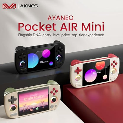 AKNES AYANEO Pocket AIR Mini Retro Handheld Game Console, 2G+32G | 4.2" 500 Nits HD Screen (1280x960 LCD, 60Hz), Android 11 Gaming System with Helio G90T, Hall Joystick & Trigger, Aurora Black - color: Aurora Black