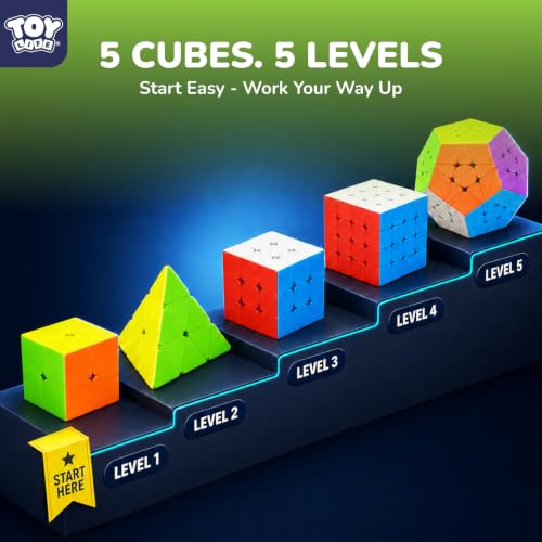 STEAM Life Speed Cube Set, Speed Cube Set of 2x2 3x3 4x4 Megaminx and Pyramid Cube Smoothly Stickerless Magic Cubes Collection for Kids & Adults - color: 5 Pcs