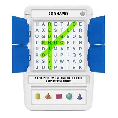 100 PICS Word Search Travel Game - 100 Puzzles with Picture Clues | 50 Wipe Clean Cards with Slide Reveal case and Pen | Activity, Gift, Stocking Stuffer | for Kids and Adults, Age 6+ - style: Word Search