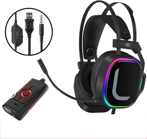 Wired Gaming Headset, Computer Headphones with Microphone/Mic Noise Cancelling, Headset with Noise Canceling Mic - Black