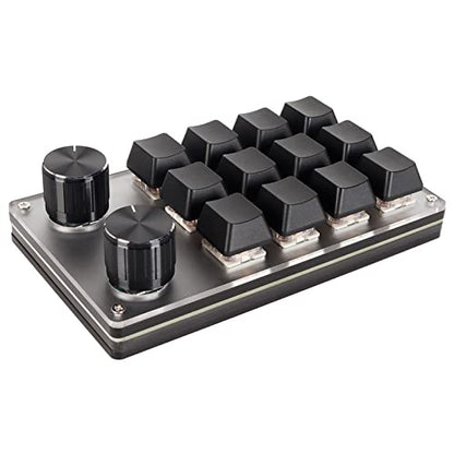 OSU Gaming Keyboard, Programming Mechanical Keyboard Red Switch One Handed Macro Keypad Shortcut Custom Function for Office DIY Gaming for Windows/Vista/Linux/macOS (12 Keys 2 Knobs) - size: 12 Keys with 2 Knobs