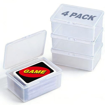 4PCS Game Card Storage Box, Clear Plastic UNO Card Case, High Capacity Card Holders for Playing Cards, Trading Cards, Business Card & More (NO Cards)