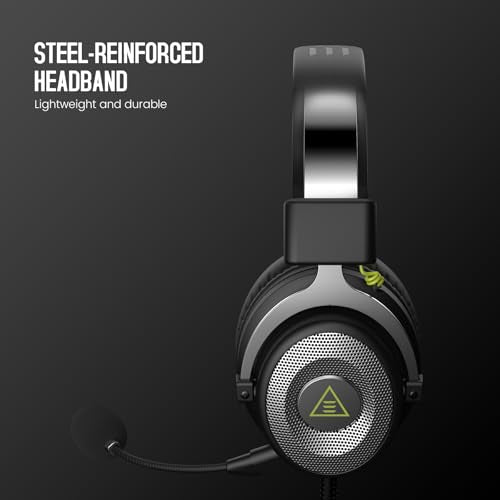 EKSA E900 Gaming Headset with Mic Stereo Headphones for Xbox,PC,PS5 | Detachable Noise Canceling Mic, 3D Surround Sound, Wired Headphone for Gaming, Computer, Laptop, PS4, 3.5MM Jack - color: Black-Sliver