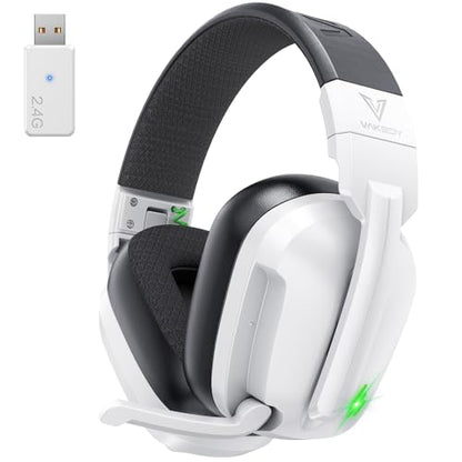 Wireless Gaming Headset for PS5, PS4 & PC, 20ms Ultra-Low Latency, 2.4GHz USB & BT 5.4, Noise Canceling Mic, 50H Battery, Compatible with Switch, Mac & Mobile, Ideal for Fortnite & Call of Duty - color: White/Black