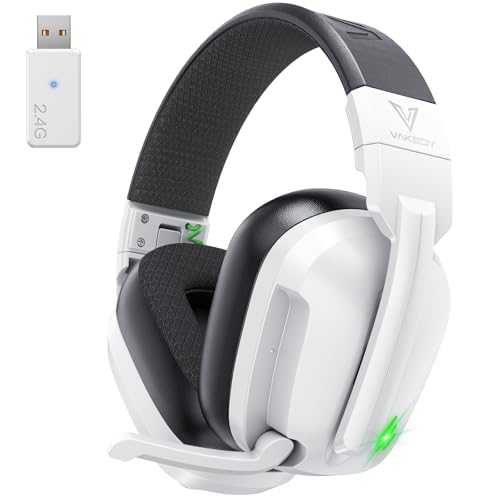 Wireless Gaming Headset for PS5, PS4 & PC, 20ms Ultra-Low Latency, 2.4GHz USB & BT 5.4, Noise Canceling Mic, 50H Battery, Compatible with Switch, Mac & Mobile, Ideal for Fortnite & Call of Duty - color: White/Black