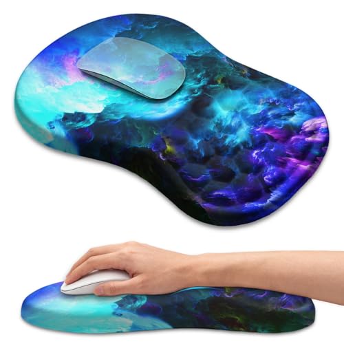 Ergonomic Mouse Pad Wrist Rest | Carpal Tunnel Pain Relief Wrist Support Mousepad with Massage Bulge Memory Foam (Nebula, 11.8x7.9 in) - color: Nebula