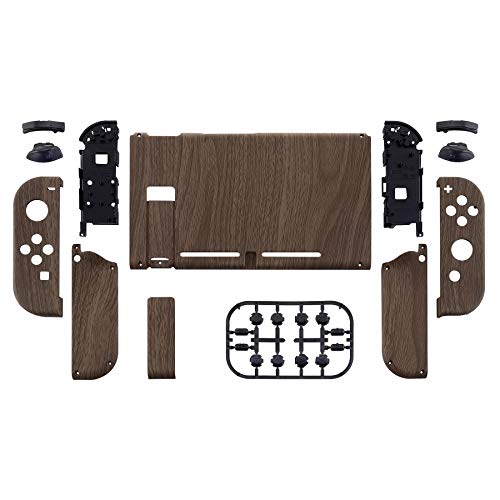 eXtremeRate DIY Replacement Shell Buttons for Nintendo Switch, Soft Touch Back Plate for Switch Console, Custom Housing Case with Full Set Buttons for Joycon Handheld Controller - Wood Grain - color: Wood Grain