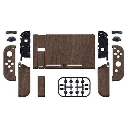 eXtremeRate DIY Replacement Shell Buttons for Nintendo Switch, Soft Touch Back Plate for Switch Console, Custom Housing Case with Full Set Buttons for Joycon Handheld Controller - Wood Grain - color: Wood Grain