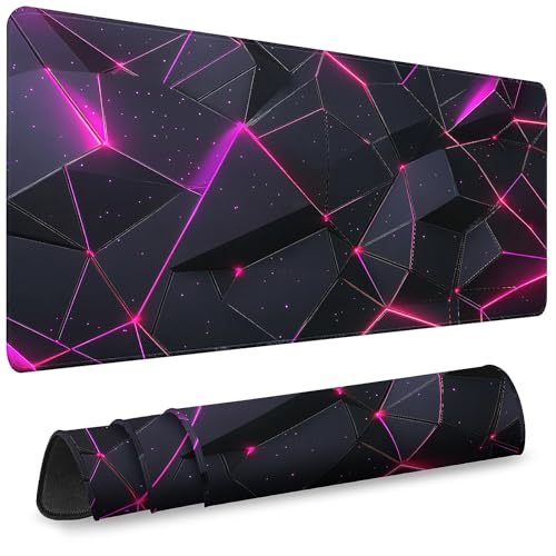 Mouse Pad Gaming - Desk Mat for Keyboard and Mouse - Large Mouse Pads for Desk, Gaming Mousepad with Non-Slip Base, Desks Pad (31.5" X 11.8") for Game, Office and Home - color: Diamond Geometry - Black Magenta, size: 31.5L x 11.8W inches