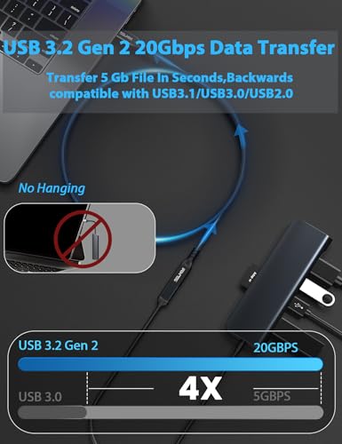 USB C Extension Cable 0.6FT, USB C Male to Female Extender 20Gbps 100W,4K | 4K@60Hz Video, Nylon Braided, Aluminum Alloy Shell, Reinforced joint, USB-C Extender for Laptop, Tablet, SSD, Monitor,phone - size: 0.65FT