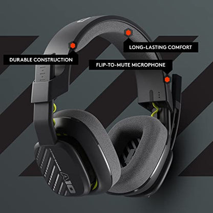 Logitech G Astro A10 Gen 2 Cross-Platform Wired Gaming Headset - Black/Xbox | 3.5mm Headphone Jack, 32mm Drivers, Flip-to-Mute Mic, Over-Ear Cup Design - color: Black/Xbox Edition