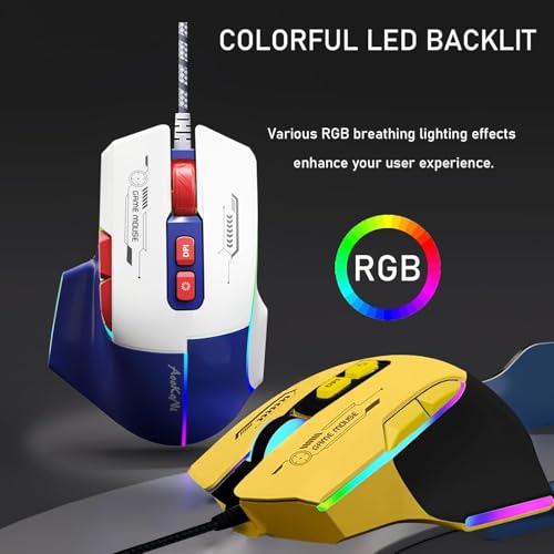 Wired Gaming Mouse, Gaming Mouse with RGB Backlit, 7200DPI Adjustable, PC Gaming Mice with 7 rogrammable Macro Buttonsg, Ergonomic Mouse Gamer for PC, Desktop, Mac，Laptop, Chromebook. (Blue)