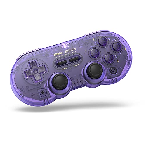 8Bitdo SN30 Pro Bluetooth Controller, Hall Effect Joystick (Crystal Purple) | Rumble Vibration, Turbo Function, USB-C Cable, Wireless Gamepad for Switch/Switch 2, Windows, Apple, Steam Deck, Raspberry Pi - color: Crystal Purple