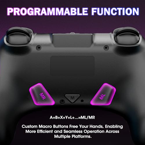 Saitake Wireless Switch Controller for Nintendo Switch/Switch 2/Lite/OLED/PC,Gamepad Supports Dual Vibration/6-Axis Gyroscope/Programmable/Turbo,Ergonomically Designed Precise Joystick - color: Black