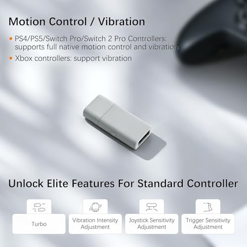 GuliKit Goku 2 Wireless Adapter for Switch 2 Pro/PS5/PS4/Xbox Controllers | Hyperlink 2 low latency.Works with Windows,Android,SteamOS,PS4,X box One/Series X/S,Switch1/2.Button Mapping,Motion&Vibration