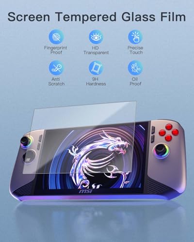 Screen Protector for MSI Claw 8 AI+ A2VM Handheld Game Console, 9H Hardness Tempered Glass for MSI Claw 8 AI+ A2VM,Anti-Scratch, Bubble Free, HD Clarity