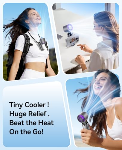 KIMMOO Handheld Portable Turbo Fan with Ice Cooler, Powerful 21000 RPM, Speed (1-199), Up to 14Hrs Cooling, Rechargeable Personal Fan, Small Pocket Hand Fans for Travel/Outdoor/Home/Office (Grey) - color: Grey