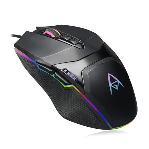 Adesso iMouse X5 USB RGB Illuminated Gaming Mouse, 7 Buttons | Adjustable Weight, 6 Level DPI Switch up to 6400, Ergonomic Design for Right-Handed Gamers, Multi-Color LED Backlight