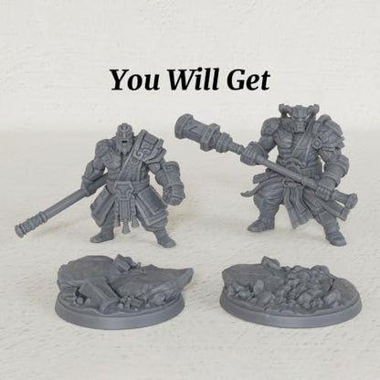 Fantasy Tabletop Unpainted Miniatures -32mm Rune Giants Duo AS1012 | 1:50 Miniature Game Role Playing RPG Accessory Dungeon Masters Boss Encounter - Giant Boss