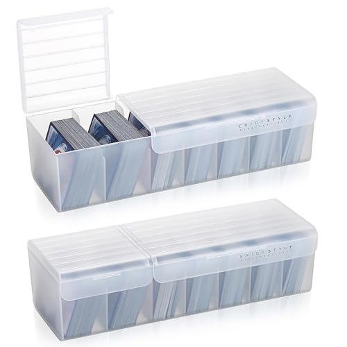 OwnMy 2PCS Plastic Trading Card Storage Boxes, Baseball Card Storage Boxes | Plastic Card Storage Box with Dividers, Plastic Card Deck Box Organizers Top Loader Storage Boxes for TCG / MTG Cards