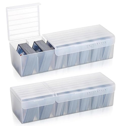 OwnMy 2PCS Plastic Trading Card Storage Boxes, Baseball Card Storage Boxes | Plastic Card Storage Box with Dividers, Plastic Card Deck Box Organizers Top Loader Storage Boxes for TCG / MTG Cards