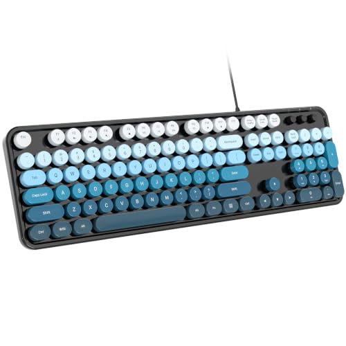 Dilter Wired Computer Keyboard, 104 Keys Full Size Typewriter Keyboards with Number Pad, USB Plug and Play Keyboard for Windows 7 8 10 11, PC, Laptop, Desktop (Black Blue) - color: Black Blue