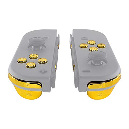eXtremeRate Chrome Gold Full Set Replacement Buttons for Nintendo Switch & OLED JoyCon, ABXY Direction Keys SR SL L R ZR ZL + - Home Capture Trigger Buttons Springs - Controller Without - color: Chrome Gold
