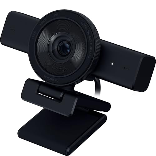 Razer Kiyo V2 Webcam for Streaming and Collaboration 4K 30Fps, Black | AI Powered Auto-Framing, Built-in Microphone, Ultrawide Angle Lens, Privacy Cover, Works with OBS, Discord, Zoom, Teams - color: Black