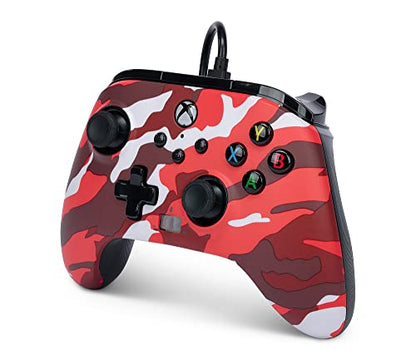 PowerA Enhanced Wired Controller for Xbox Series X|S - Red Camo, gamepad, wired video game controller, gaming controller, works with Xbox One - color: Red Camo