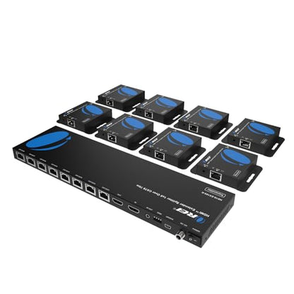 OREI 4K 1x8 HDMI Extender Splitter Multiple Over CAT 6/7 Cable with EDID management - 4K@30Hz upto 165ft and 1080p@60Hz upto 230ft- Loop Out | 1x8 HDMI Extender – HDMI 1.4, 10.2Gbps, Dolby TrueHD, DTS-HD Master Audio, Plug & Play, Metal Housing, PoC Suppo