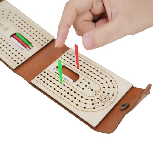 Travel Cribbage Board Game Set Portable Travel Games Includes Storage Space 1 Deck 6 Pegs of Cards and Instructions Classic Family Cribbage Game Ideal for Family Fun and Entertaining - color: 1pack