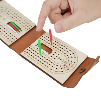 Travel Cribbage Board Game Set Portable Travel Games Includes Storage Space 1 Deck 6 Pegs of Cards and Instructions Classic Family Cribbage Game Ideal for Family Fun and Entertaining - color: 1pack