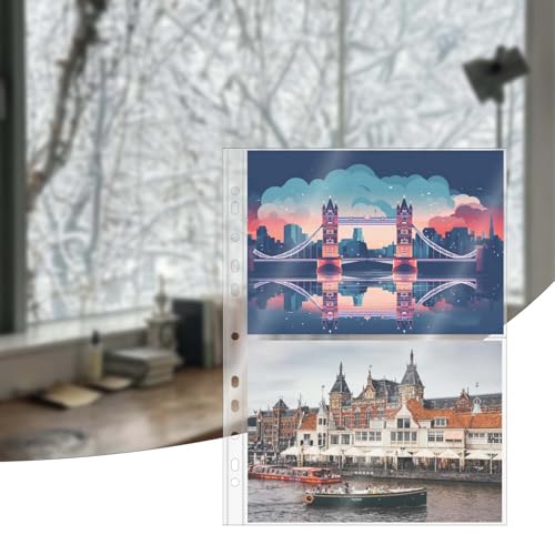 Mogoostry A4 Clear Sheet Protectors 2 Pocket Binder Sleeves 20 Sheets 11 Holes Side Open Photo Album Refill Page Protector - color: 2-pocket