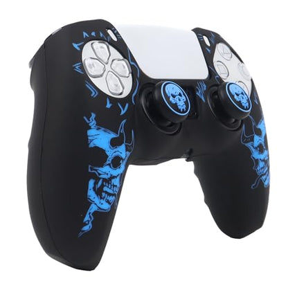Horned Skull Controller Skin Cover Compatible with PS5/Playstation 5 Controller, RALAN Protector Case Customised Thumb Grip - color: Horned skull Blue