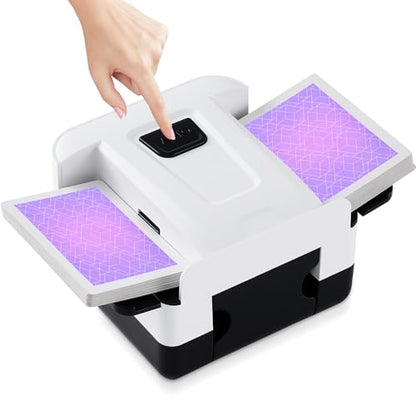 FEIERYA Automatic Card Shuffler 2/1/4/6 Deck,Battery-Operated Electric UNO Poker Shuffler,Playing Card Shuffler for Home Card Game,Travel - size: 2 Decks Rechargeable