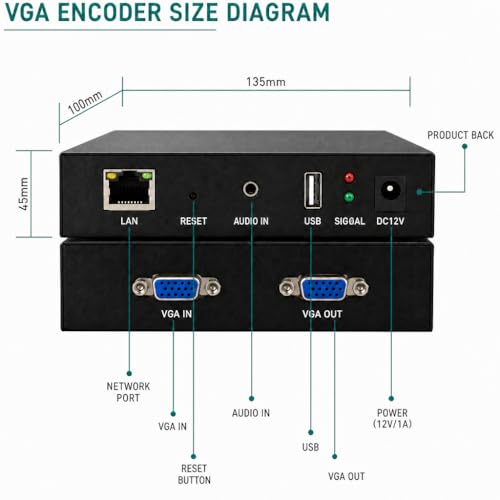 1080P 60fps VGA Video Encoder with VGA Local Loopout, Supports SRT RTMP RTSP UDP Multicast HTTP HLS ONVIF, IPTV Compatible, Live Stream Encoder for YouTube Facebook Twitch - color: VGA EnCoder 1080P [EN-VVN02]