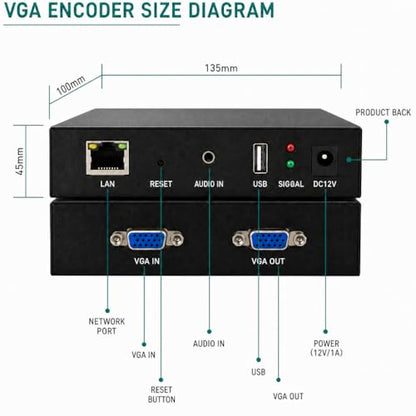 1080P 60fps VGA Video Encoder with VGA Local Loopout, Supports SRT RTMP RTSP UDP Multicast HTTP HLS ONVIF, IPTV Compatible, Live Stream Encoder for YouTube Facebook Twitch - color: VGA EnCoder 1080P [EN-VVN02]