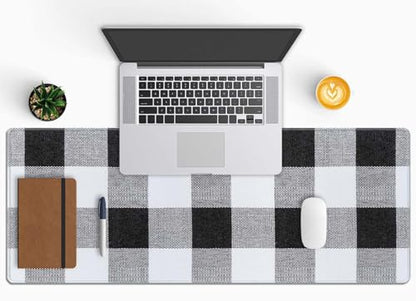 Black Buffalo Plaids Desk Mat Black XL Mouse Pad Large Full Desk Mousepad Gaming Extended Keyboard Mouse Mat Desk Pad for Computer Laptop 31.5''X11.8'' Non-Slip Rubber Base with Stitched Edges - color: Black Buffalo Plaids